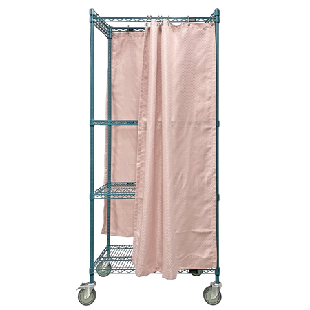 QUANTUM STORAGE SYSTEMS 80"H - Single Curtain, Double Sided 3 Shelf Wire Shelving Cart WRC74-1836FP-3PC